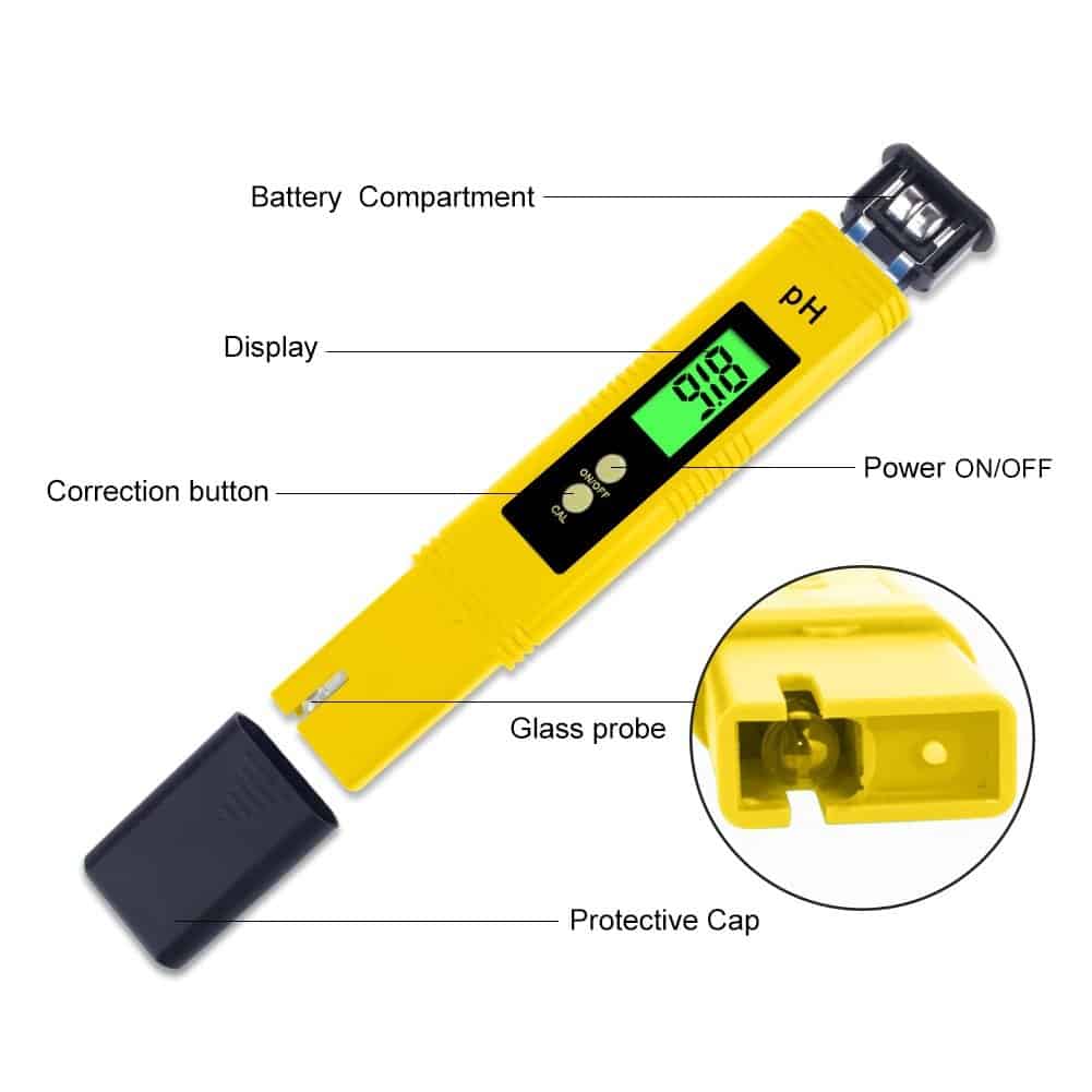 Elifestore color amarillo Medidor digital de bolsillo de Ph 